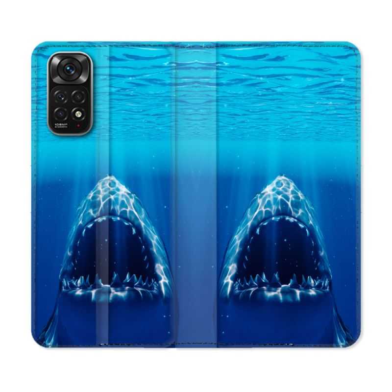 Housse Cuir Portefeuille Pour Xiaomi Redmi Note 11 / 11S Animal Requin Dent