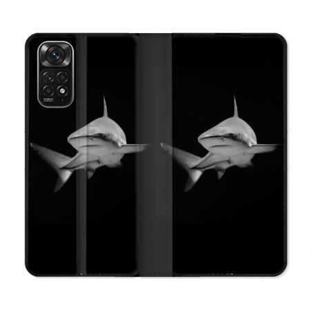 Housse Cuir Portefeuille Pour Xiaomi Redmi Note 11 / 11S Animal Requin Sombre