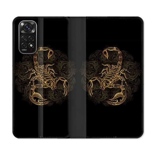 Housse Cuir Portefeuille Pour Xiaomi Redmi Note 11 / 11S Animal Scorpion Fresque