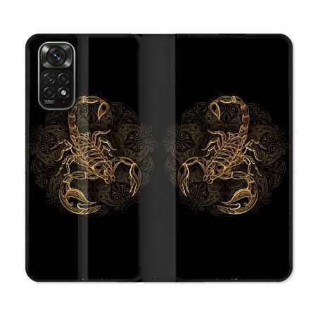 Housse Cuir Portefeuille Pour Xiaomi Redmi Note 11 / 11S Animal Scorpion Fresque
