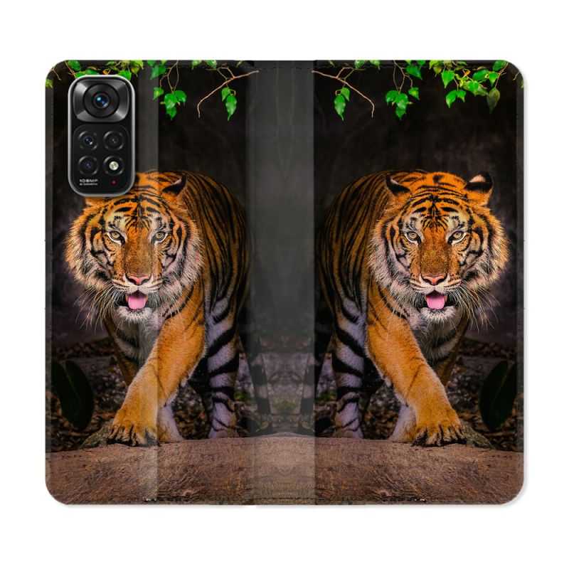 Housse Cuir Portefeuille Pour Xiaomi Redmi Note 11 / 11S Animal Tigre Jungle