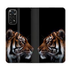 Housse Cuir Portefeuille Pour Xiaomi Redmi Note 11 / 11S Animal Tigre Noir