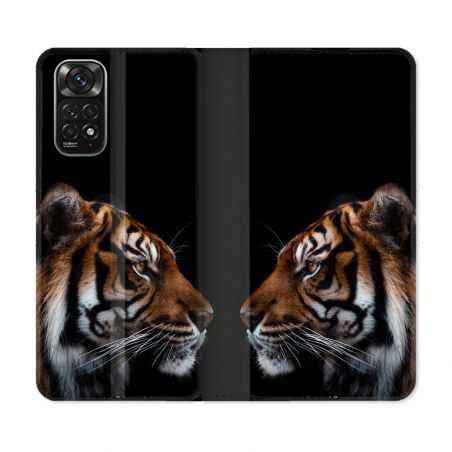 Housse Cuir Portefeuille Pour Xiaomi Redmi Note 11 / 11S Animal Tigre Noir