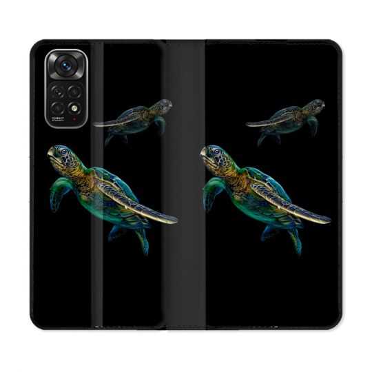 Housse Cuir Portefeuille Pour Xiaomi Redmi Note 11 / 11S Animal Tortue Noire multicolore