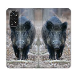 Housse Cuir Portefeuille Pour Xiaomi Redmi Note 11 / 11S Chasse Sanglier Pin