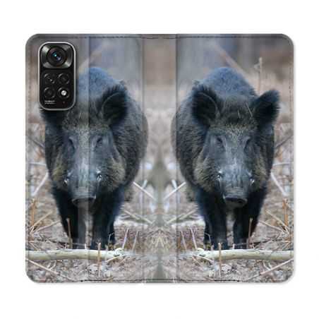 Housse Cuir Portefeuille Pour Xiaomi Redmi Note 11 / 11S Chasse Sanglier Pin