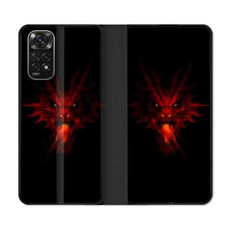 Housse Cuir Portefeuille Pour Xiaomi Redmi Note 11 / 11S Fantastique Dragon Feu
