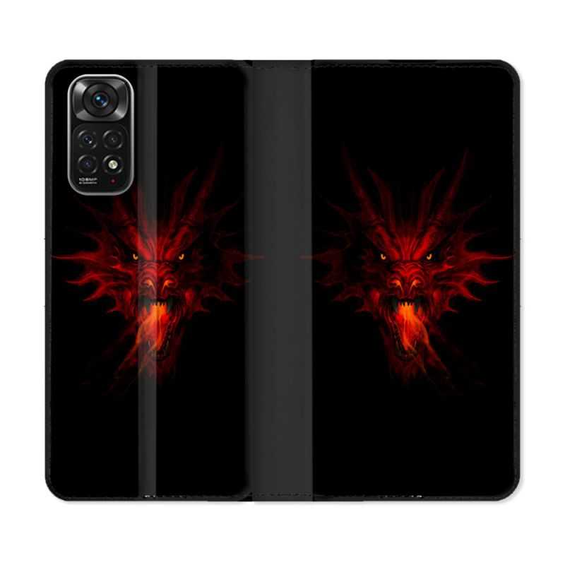 Housse Cuir Portefeuille Pour Xiaomi Redmi Note 11 / 11S Fantastique Dragon Feu