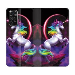 Housse Cuir Portefeuille Pour Xiaomi Redmi Note 11 / 11S Fantastique Licorne Arc en ciel