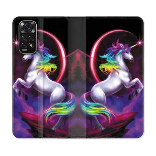 Housse Cuir Portefeuille Pour Xiaomi Redmi Note 11 / 11S Fantastique Licorne Arc en ciel