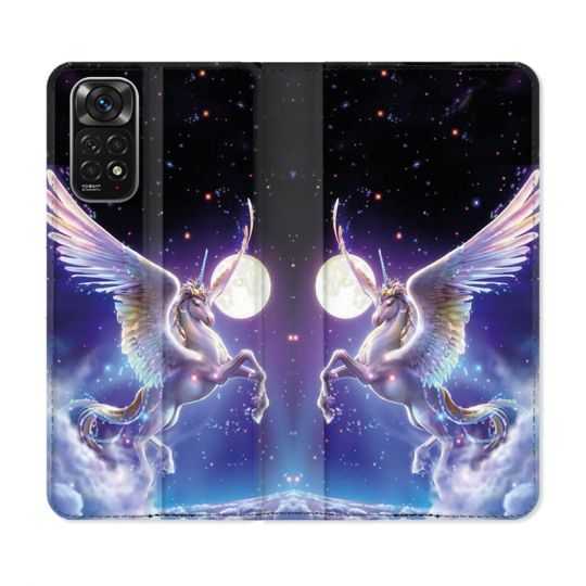 Housse Cuir Portefeuille Pour Xiaomi Redmi Note 11 / 11S Fantastique Licorne Céleste