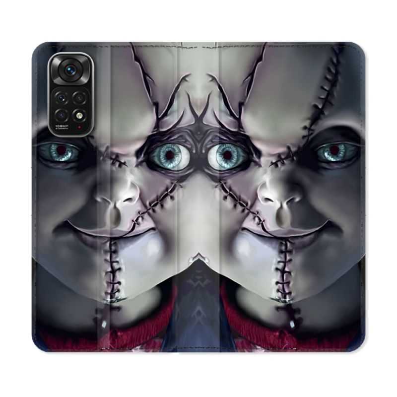 Housse Cuir Portefeuille Pour Xiaomi Redmi Note 11 / 11S Horreur Chucky Cicatrice