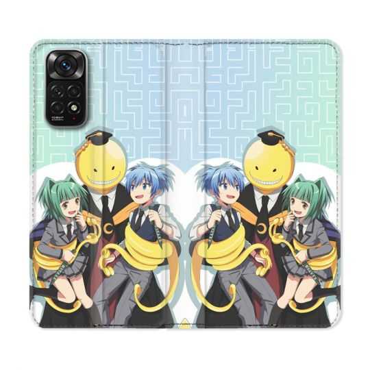 Housse Cuir Portefeuille Pour Xiaomi Redmi Note 11 / 11S Manga Assassination Classroom Kuro Trio