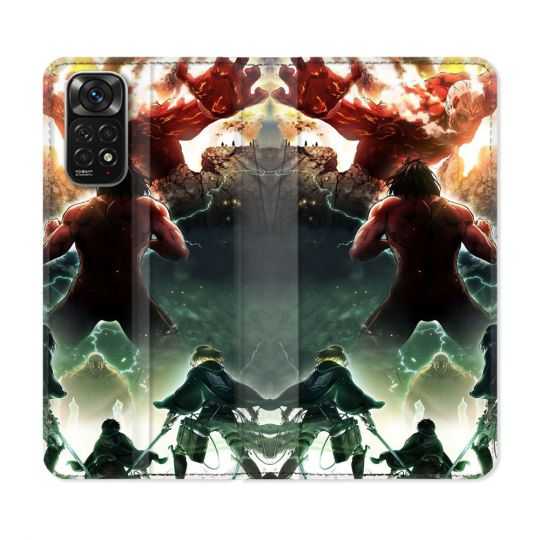 Housse Cuir Portefeuille Pour Xiaomi Redmi Note 11 / 11S Manga Attaque Titans Combat