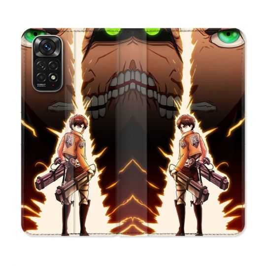 Housse Cuir Portefeuille Pour Xiaomi Redmi Note 11 / 11S Manga Attaque Titans Eren Eclair