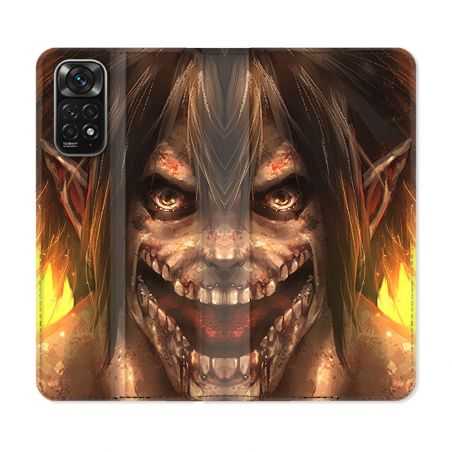 Housse Cuir Portefeuille Pour Xiaomi Redmi Note 11 / 11S Manga Attaque Titans Eren Titan