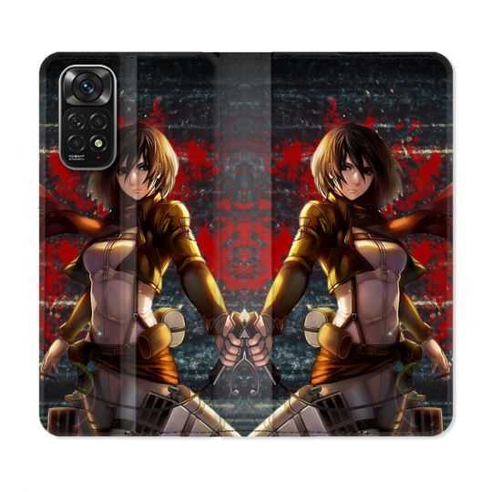 Housse Cuir Portefeuille Pour Xiaomi Redmi Note 11 / 11S Manga Attaque Titans Mikasa