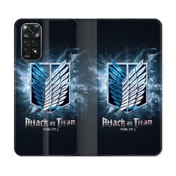 Housse Cuir Portefeuille Pour Xiaomi Redmi Note 11 / 11S Manga Attaque Titans Noir