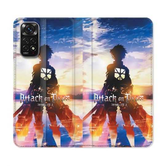 Housse Cuir Portefeuille Pour Xiaomi Redmi Note 11 / 11S Manga Attaque Titans Soleil