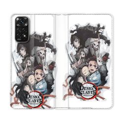 Housse Cuir Portefeuille Pour Xiaomi Redmi Note 11 / 11S Manga Demon Slayer Blanc