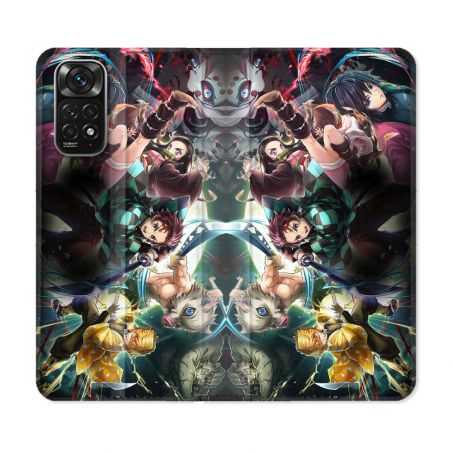 Housse Cuir Portefeuille Pour Xiaomi Redmi Note 11 / 11S Manga Demon Slayer Groupe
