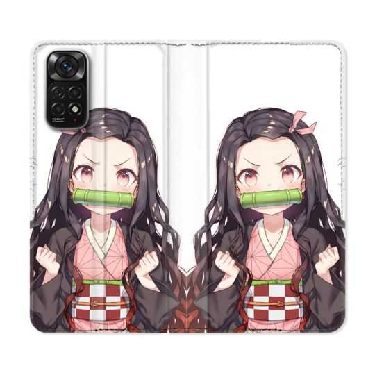 Housse Cuir Portefeuille Pour Xiaomi Redmi Note 11 / 11S Manga Demon Slayer Nezuko