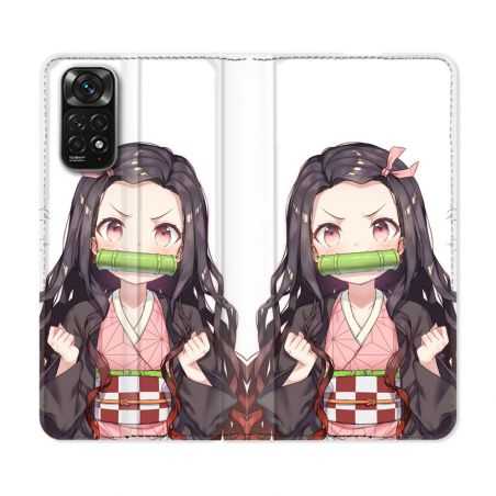 Housse Cuir Portefeuille Pour Xiaomi Redmi Note 11 / 11S Manga Demon Slayer Nezuko