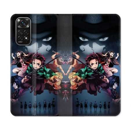 Housse Cuir Portefeuille Pour Xiaomi Redmi Note 11 / 11S Manga Demon Slayer Noir