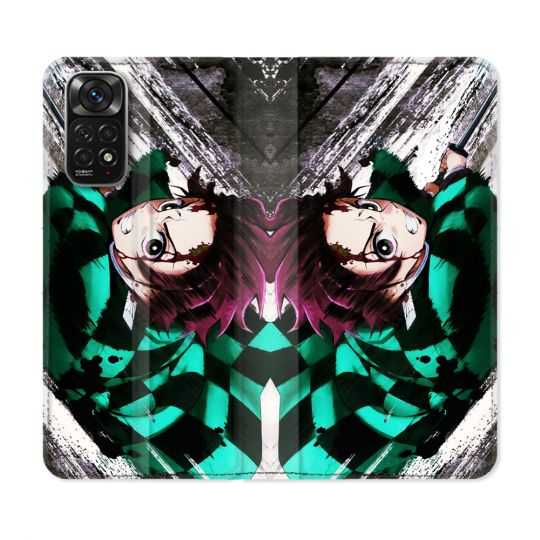 Housse Cuir Portefeuille Pour Xiaomi Redmi Note 11 / 11S Manga Demon Slayer Tanjiro