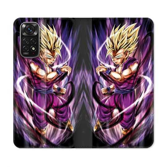 Housse Cuir Portefeuille Pour Xiaomi Redmi Note 11 / 11S Manga Dragon Ball Sangohan Violet