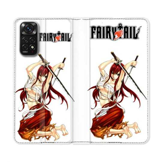Housse Cuir Portefeuille Pour Xiaomi Redmi Note 11 / 11S Manga Fairy Tail Erza