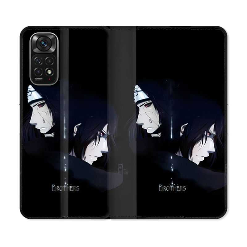 Housse Cuir Portefeuille Pour Xiaomi Redmi Note 11 / 11S Manga Naruto Sasuke Itachi