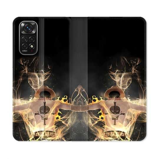 Housse Cuir Portefeuille Pour Xiaomi Redmi Note 11 / 11S Manga One Piece Ace Noir