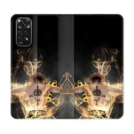 Housse Cuir Portefeuille Pour Xiaomi Redmi Note 11 / 11S Manga One Piece Ace Noir