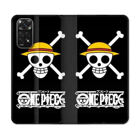 Housse Cuir Portefeuille Pour Xiaomi Redmi Note 11 / 11S Manga One Piece Tete de Mort