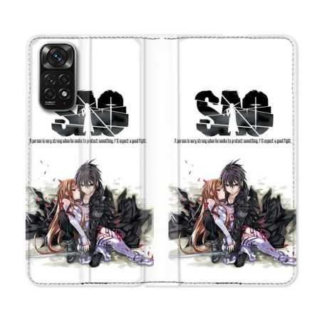 Housse Cuir Portefeuille Pour Xiaomi Redmi Note 11 / 11S Manga SAO sword Art Online Blanc