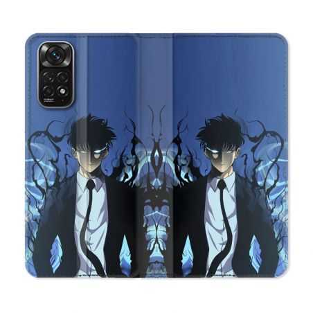 Housse Cuir Portefeuille Pour Xiaomi Redmi Note 11 / 11S Manga Solo Leveling Sung Bleu