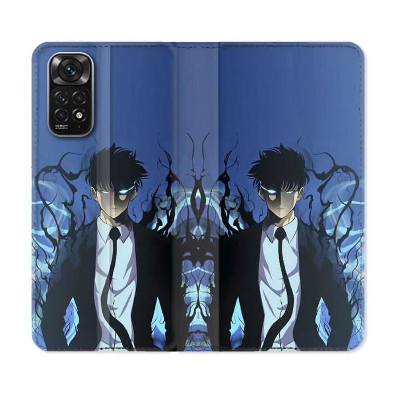 Housse Cuir Portefeuille Pour Xiaomi Redmi Note 11 / 11S Manga Solo Leveling Sung Bleu