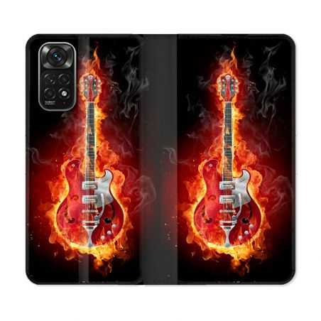 Housse Cuir Portefeuille Pour Xiaomi Redmi Note 11 / 11S Musique Guitare Electrique
