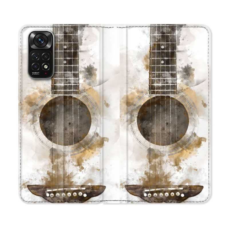 Housse Cuir Portefeuille Pour Xiaomi Redmi Note 11 / 11S Musique Guitare Tag