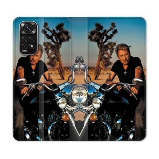 Housse Cuir Portefeuille Pour Xiaomi Redmi Note 11 / 11S Musique Johnny Hallyday Moto