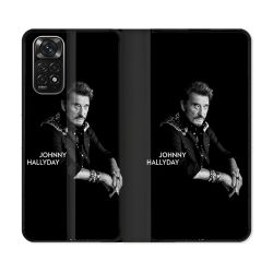 Housse Cuir Portefeuille Pour Xiaomi Redmi Note 11 / 11S Musique Johnny Hallyday Noir