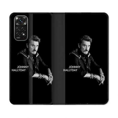 Housse Cuir Portefeuille Pour Xiaomi Redmi Note 11 / 11S Musique Johnny Hallyday Noir