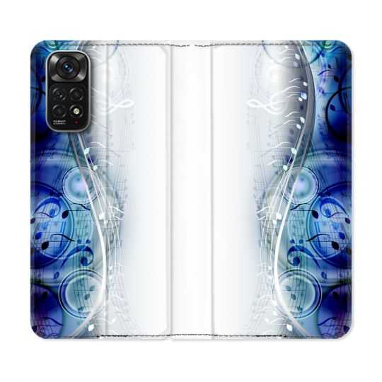 Housse Cuir Portefeuille Pour Xiaomi Redmi Note 11 / 11S Musique Partition Vague