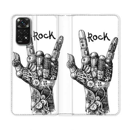 Housse Cuir Portefeuille Pour Xiaomi Redmi Note 11 / 11S Musique Rock Main