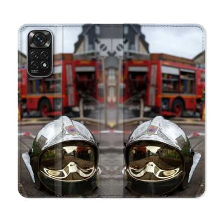 Housse Cuir Portefeuille Pour Xiaomi Redmi Note 11 / 11S Pompier Casque Camion