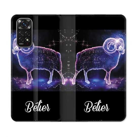Housse Cuir Portefeuille Pour Xiaomi Redmi Note 11 / 11S Signe Zodiaque 2 Bélier