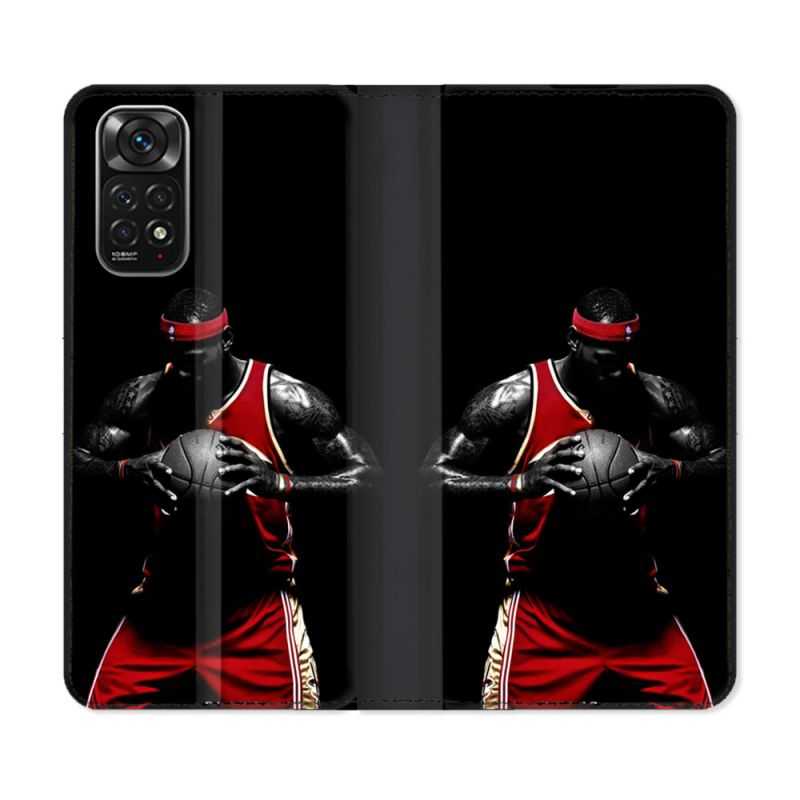 Housse Cuir Portefeuille Pour Xiaomi Redmi Note 11 / 11S Sport Basketeur