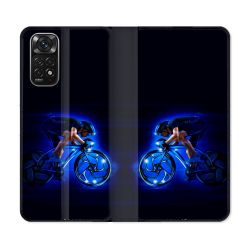 Housse Cuir Portefeuille Pour Xiaomi Redmi Note 11 / 11S Sport Cyclisme Bleu