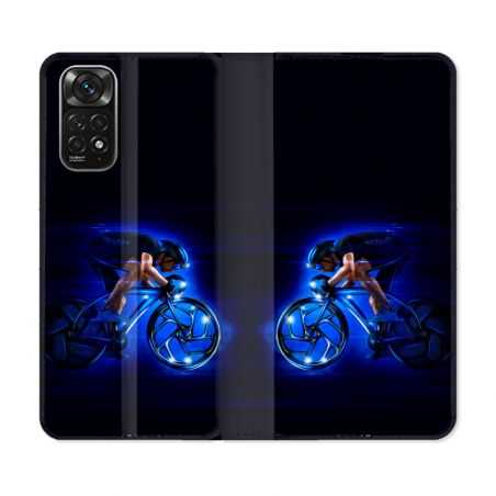 Housse Cuir Portefeuille Pour Xiaomi Redmi Note 11 / 11S Sport Cyclisme Bleu